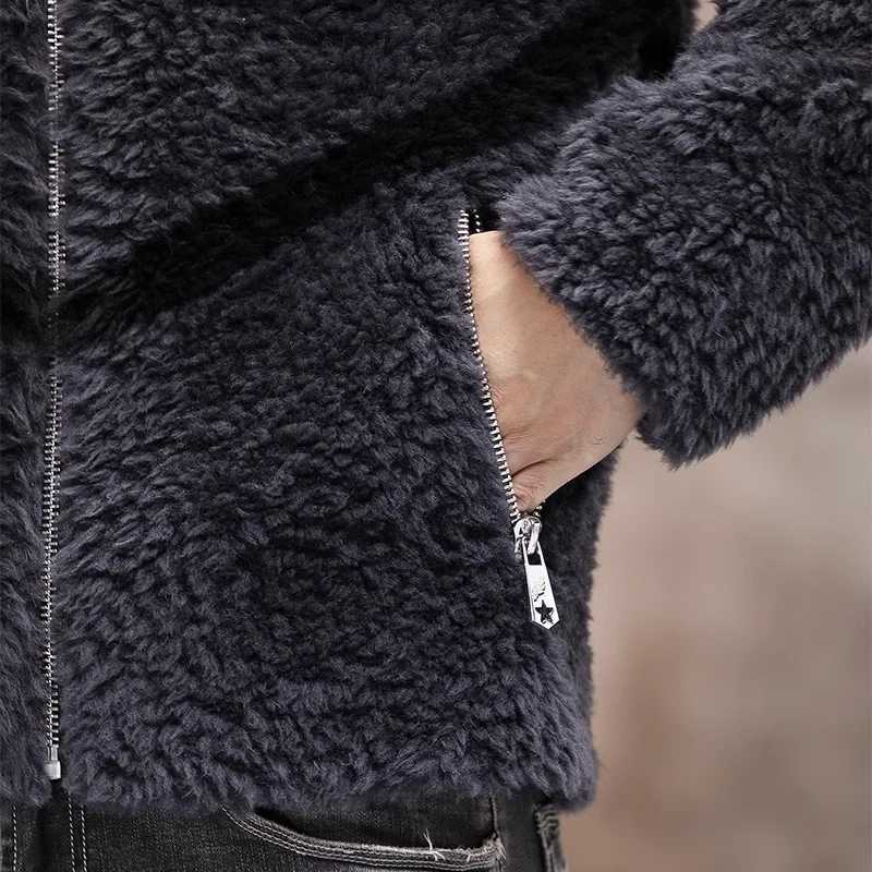 2023 Mens Winter New Short Collar Jacket Mens Thick Warm True Fur Coat Mens True Sheepskin Coat I487 W241213