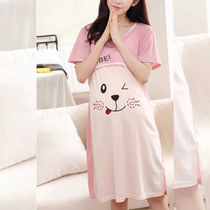 Summer Pajamas Dresses Confinement Clothes Pajamas Materni Nursing Clothes Home Clothes SetsXJ241213