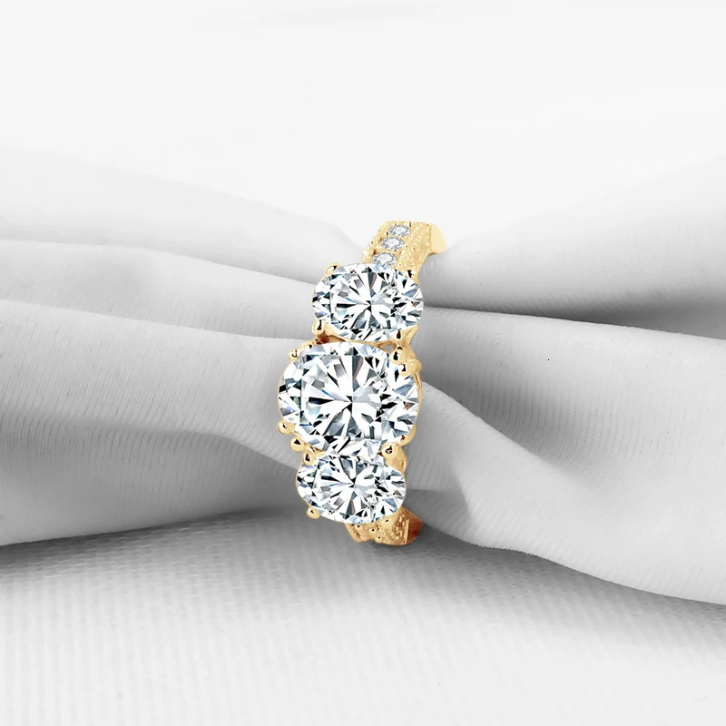 Lnngy Certified 20ct Oval Cut Three Stone Ring 10K Solid Gold Rings for Lovers Bridal Wedding Jewelry 241213