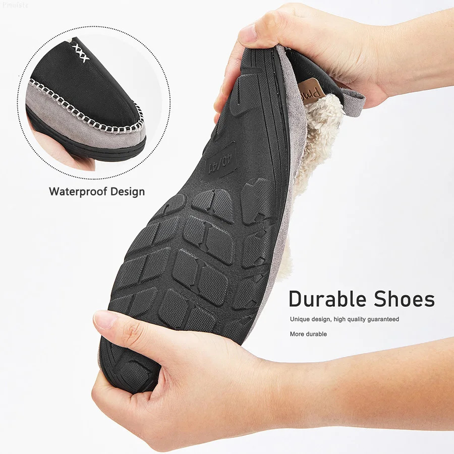 House Slippers For Men Sewing Patchwork Memory Foam Indoor Outdoor Shoes Warm Plush Street Winter NonSlip Big Size 241214