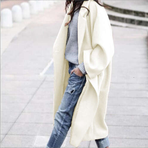European And American Casual Solid Color Plus Size Woolen Coat Women's Fashion Quality Classic