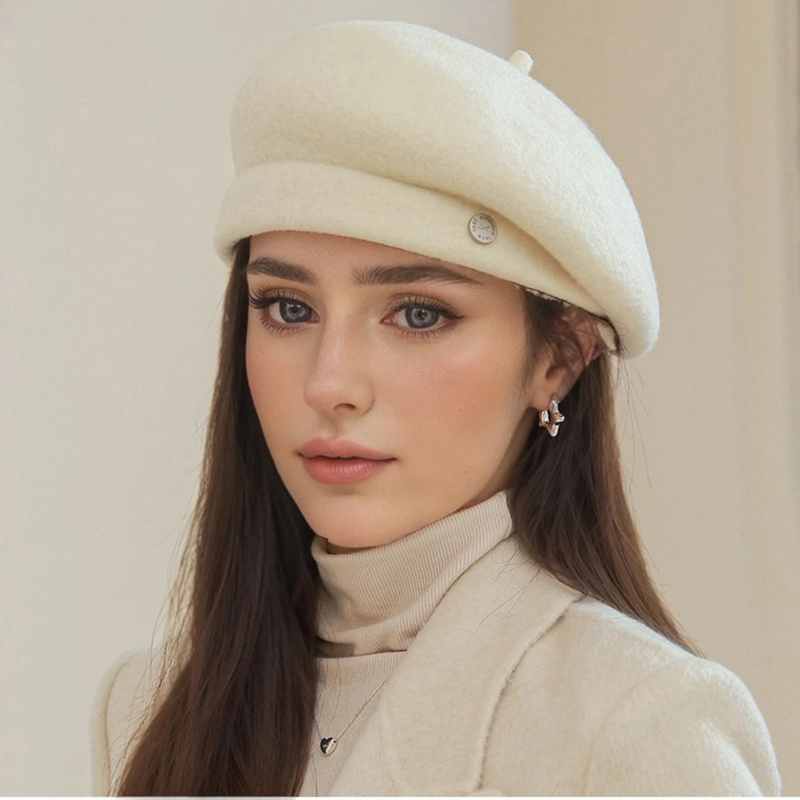 Perfect solid wool felt fabric Beanies beret retro pography fancy hat makeup fashion modern women 241210