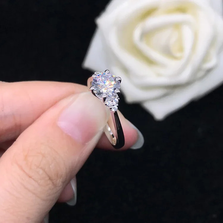 Solid 14K White Gold AU585 Platinum PT950 Simple Diamond Ring for Women Wedding Gift 241213