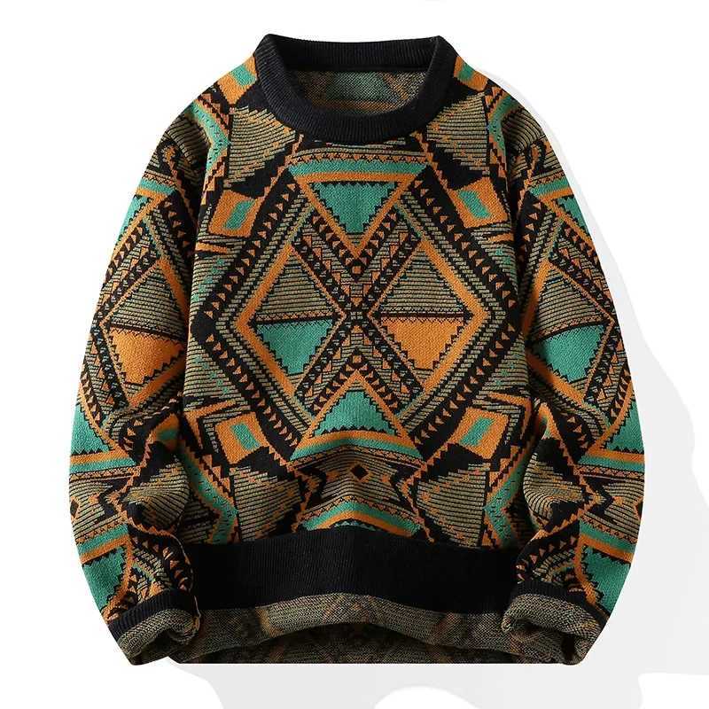 High Quality Mens Fashion Stripe Pattern Sweater Autumn/Winter Loose Knitted Mens Sweater Youth Thick Warm Wool Zipper S-6XL T241214