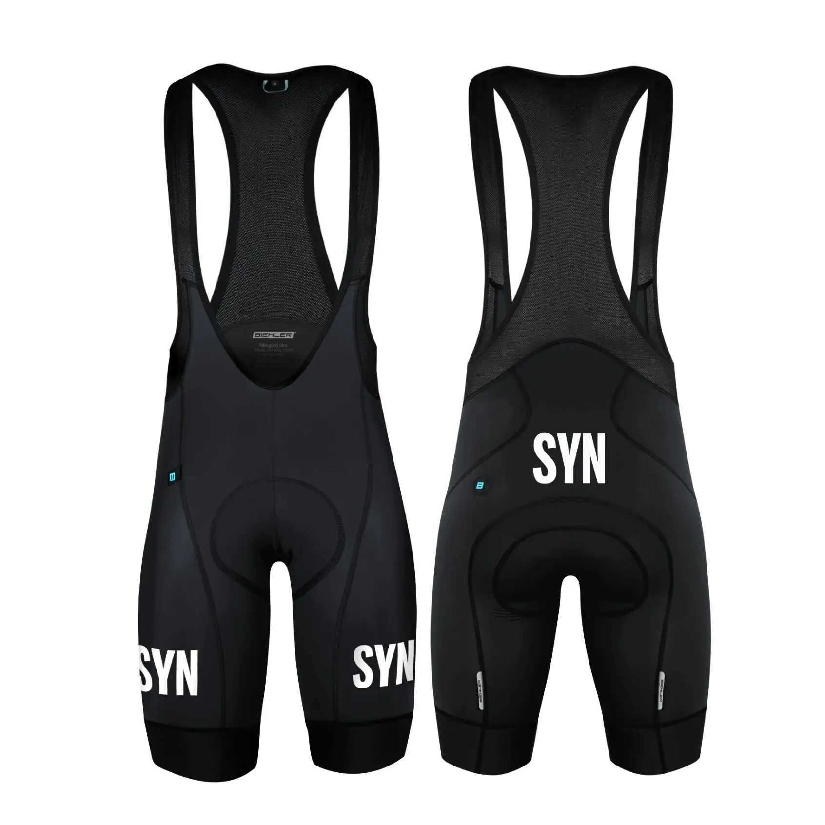 High quality Pro Team Black Bib Shorts With Gel Pad with reflective hot stamping SYN Road Bike Race Cycling BottomXJ241214