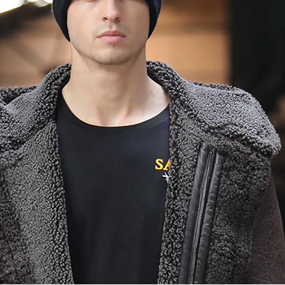 LUHAYESA Fashion Mens Sheepskin Coat Winter Thick Cover True Fur Clothing Brown Warm Wool Sheepskin Genuine Leather Coat W241213