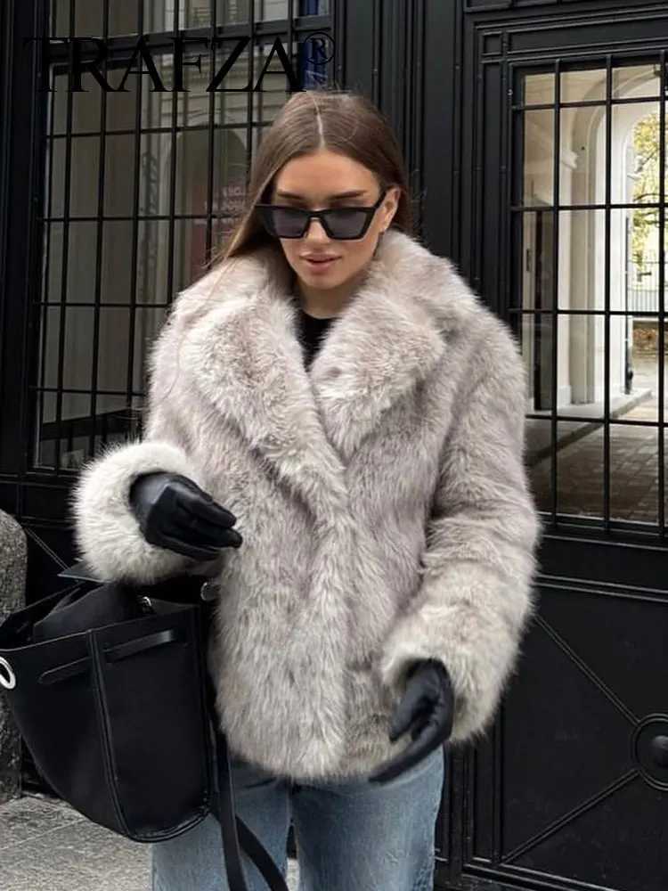 Female Elegant Solid 3-Color Faux Fur Effect Long Slve Cardigan Coat Winter Womens High Strt Pockets Coat Women X241214