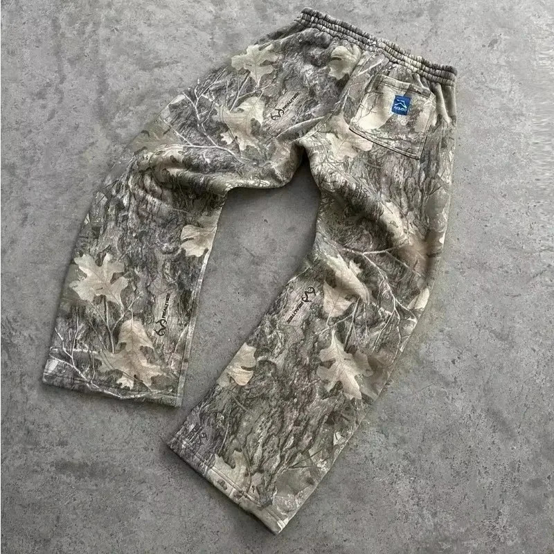 Y2K Gothic Fashion Rock Hip Hop Camouflage Baggy Jeans Men Harajuku Vintage Casual Joker High Waist Wide Leg Pants 241213