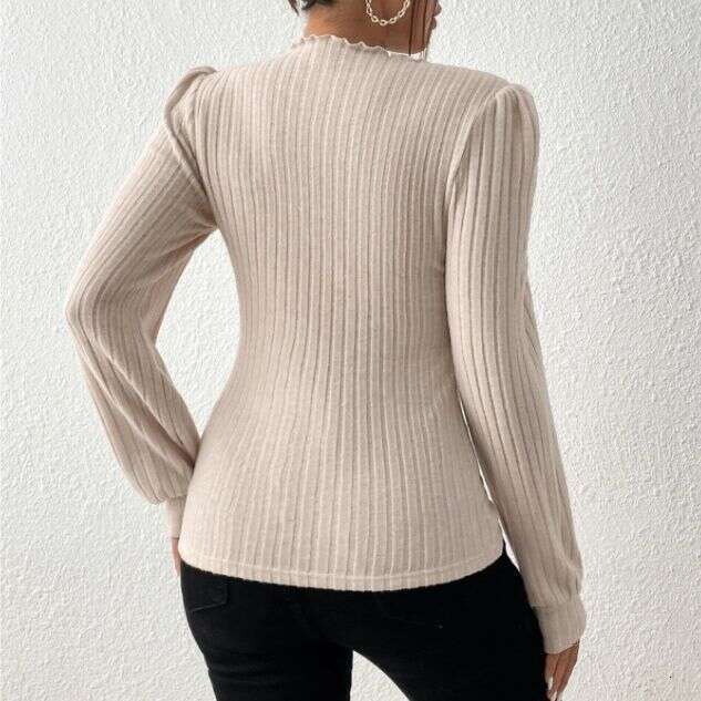 2023 hot selg short inner top autumn European and American trimmed high neck long sleeved slim fit base
