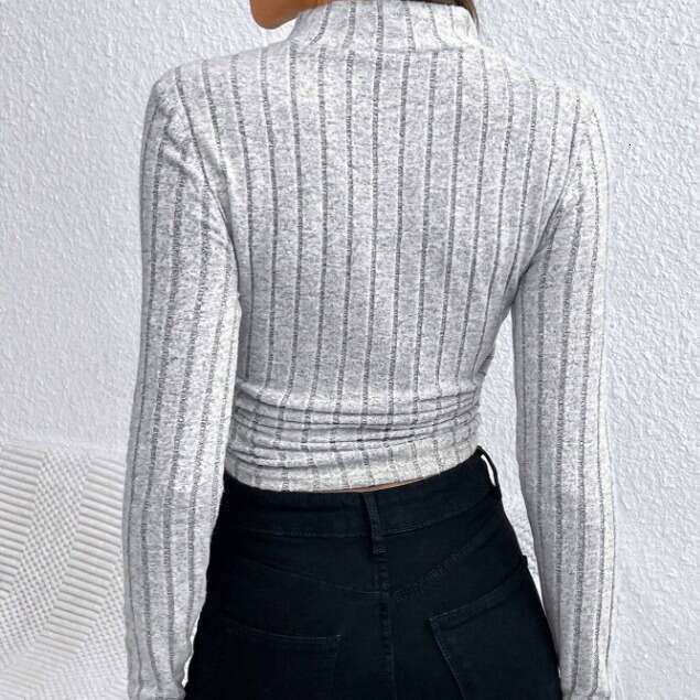 2023 autumn and winter women's clothing hot selg slim fit base pit stripe fleece T-shirt for women