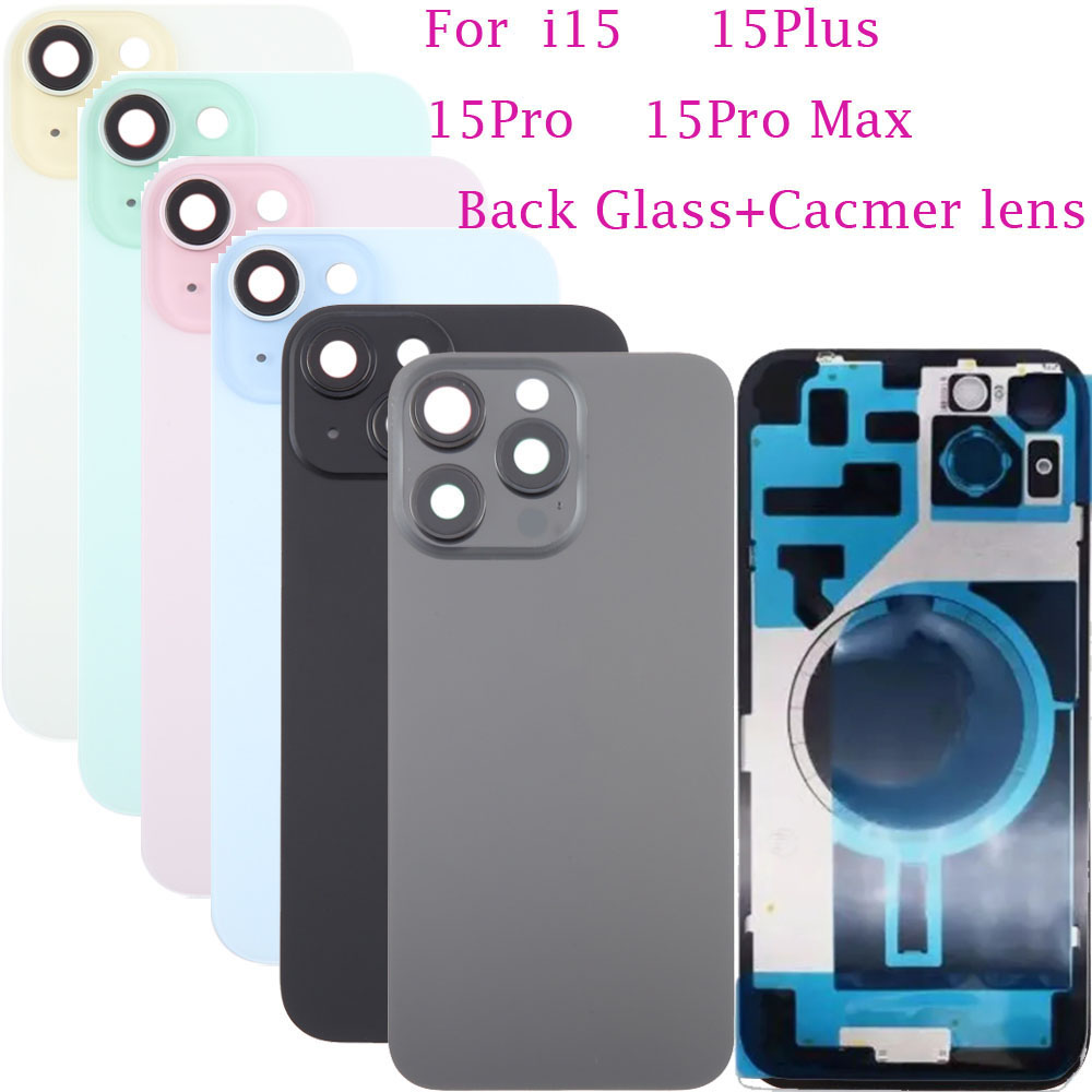 OEM Quality Back Battery Glass Replacement For iPhone 15 Pro Max Plus 14Plus Housing Cover Rear Door Chassis Frame Bezel Metal Plate Magnet With Camera Lens Holder
