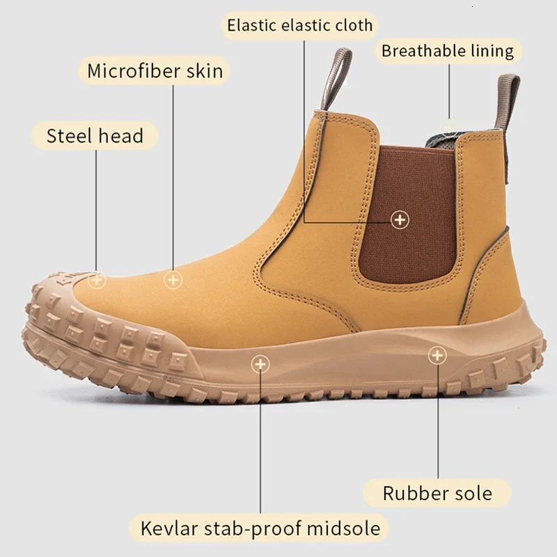 Quality Men Work Boots Anti-smash Anti-puncture Safety Shoes Chelsea Boots Anti-scald Welding Shoes Indestructible Men Boots 241213
