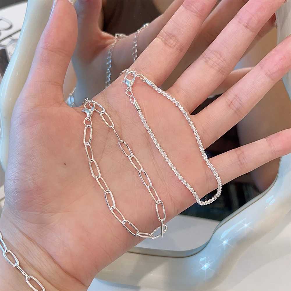 Stainl Steel Fashion Simple Shiny Chain Bracelet for Women Minimalist Adjustable Charm Bracelet Wedding Party Jewelry GiftsXJ241214