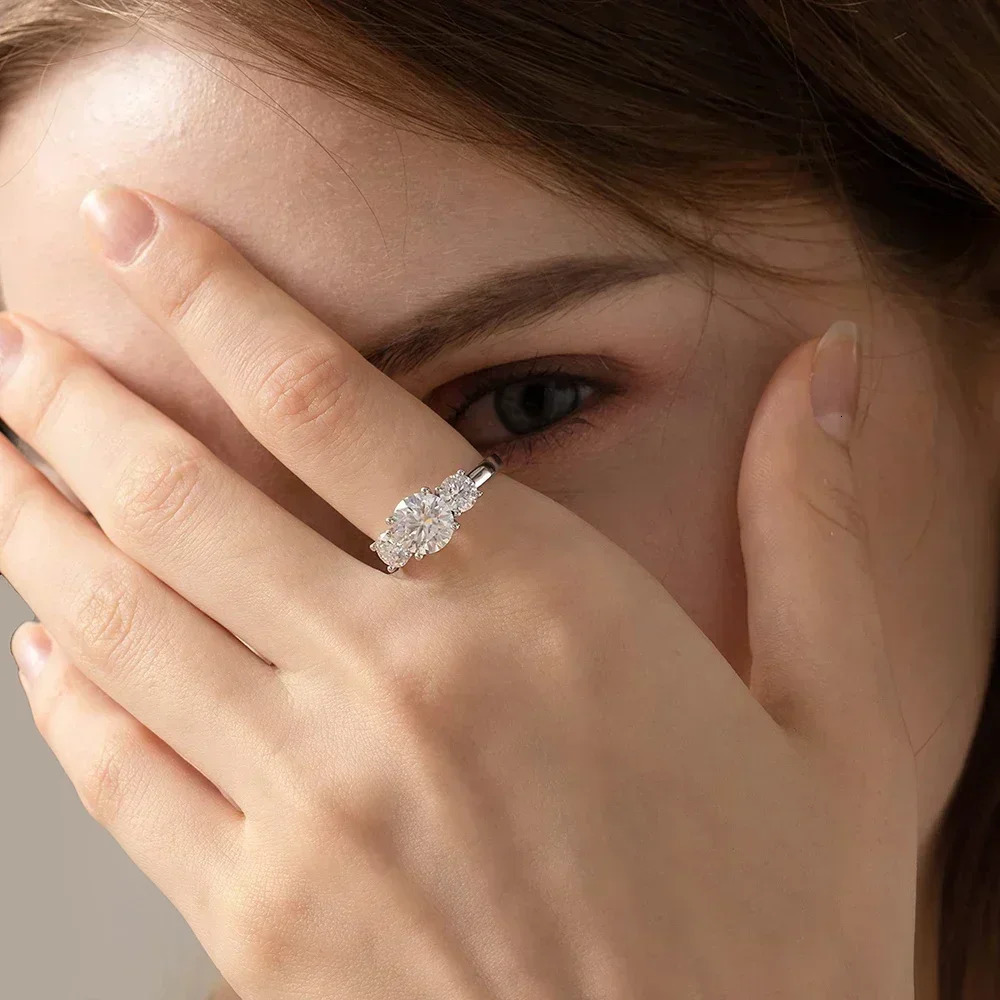 4 Carat Ring with Certificate 925 Sterling Silver Brilliant Cut Lab Diamond Engagement Wedding Band for Women 241213