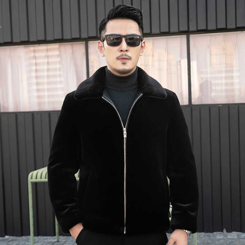 YN-27 Autumn and Winter Natural Mink Fleece Thickened Coat For Mens High End Genuine Fur Coat Fashion Casual Polo Neck Jacket W241213