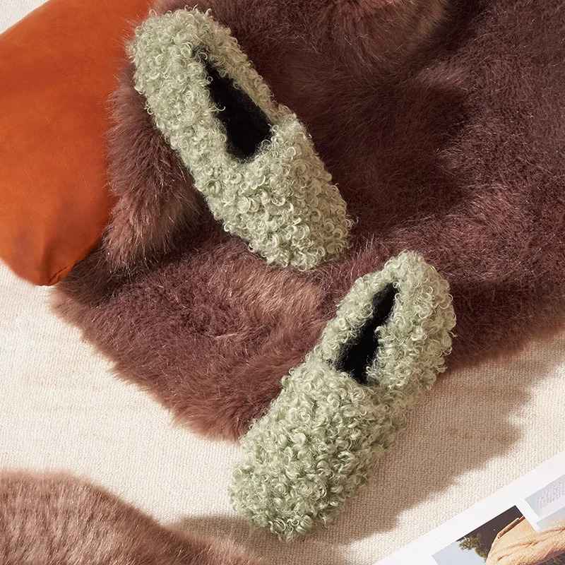 Casual Woman Shoe Bow-Knot Female Footwear Slip-on Round Toe Autumn Loafers Fur Butterfly Winter Dress Slip On Fall Moccasin 241213