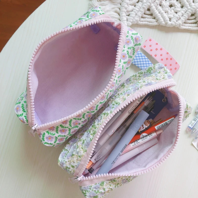Fresh Sweet Purple Series Makeup Bag Makeup Storage Bag Makeup Brush Organizer Student Large Capacity Pencil Bag 241212