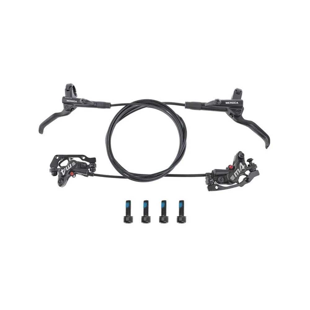 MEROCA 4-piston hydraulic brake kit with silicone protective cover for front and rear brakes 800mm/1400mm bicycle disc brake W241214