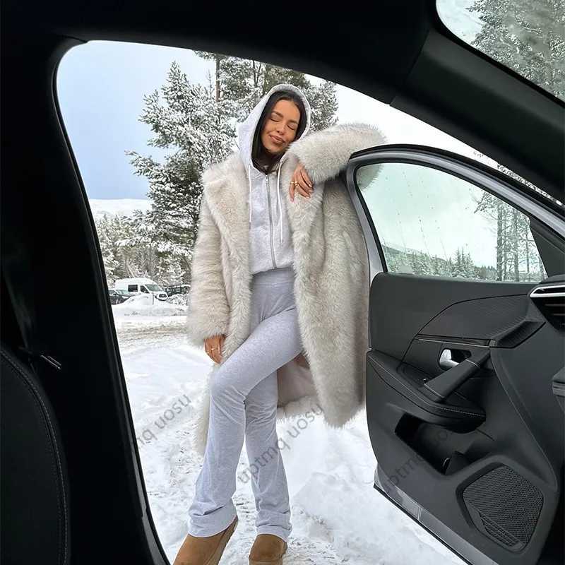 Luxury Fashion Brand Long Faux Fur Coat Women Winter Season Cozy Warm Outfits Fuzzy ic Vibe Parka Outwear vintage Jackets X241214