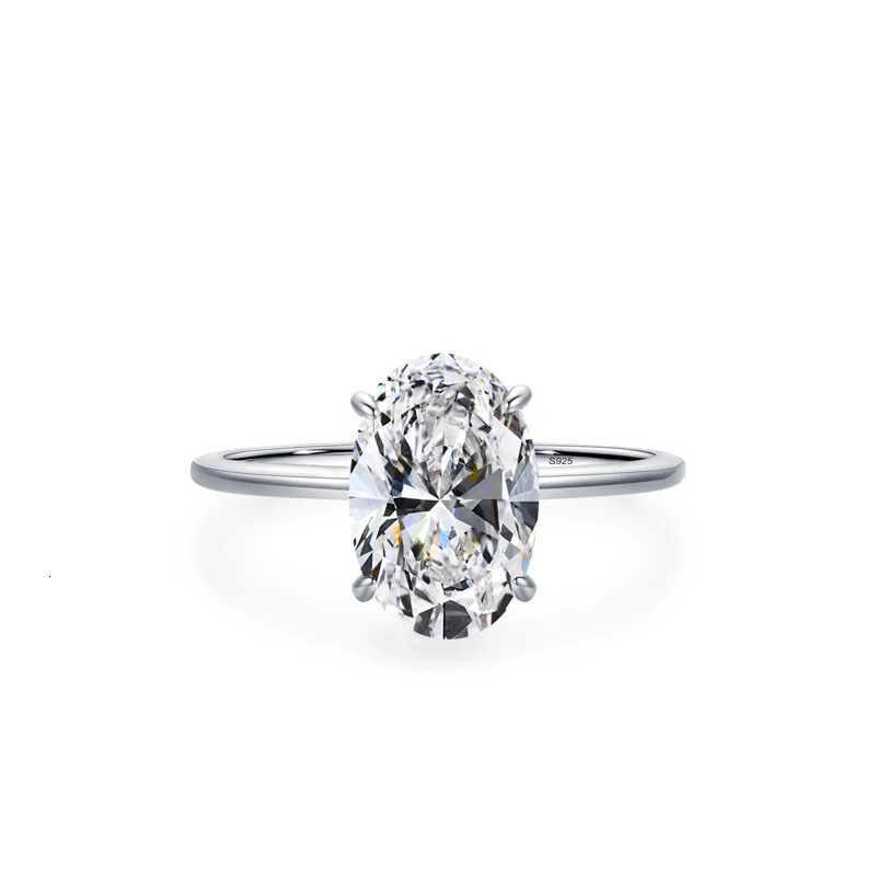 925 sterling silver ring for women simple and 5- oval simulated diamond plated platinum wedding jewelry 241214
