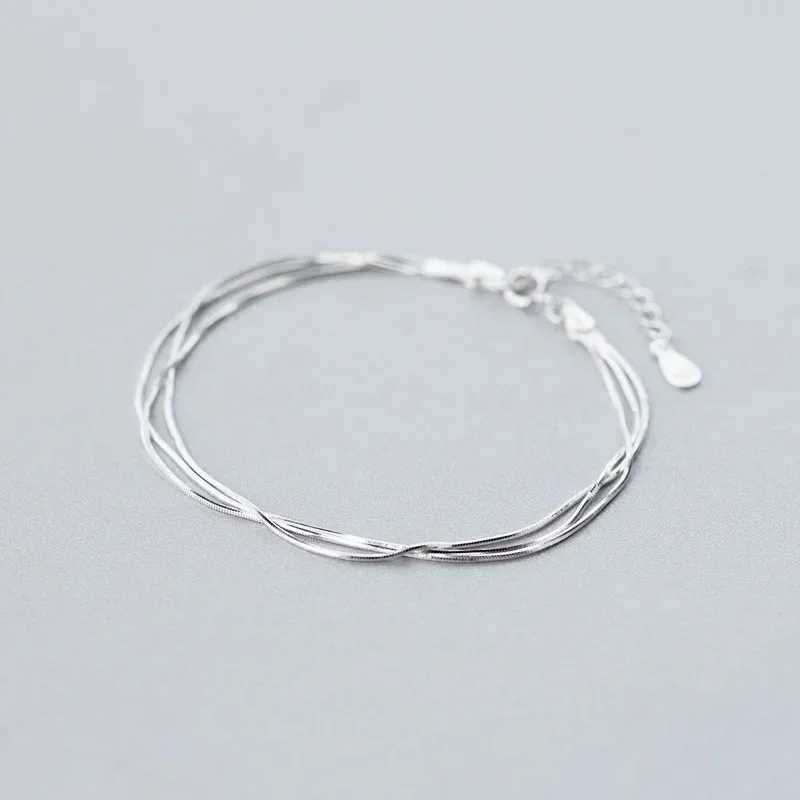 Simple Layer Bracelets for Women Korean Fashion Silver 925 Jewelry Hot Fashion 925 Sterling Silver Bracelet for WomenXJ241214