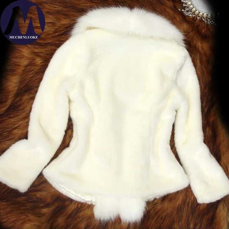 Womens fur coat winter new item imitation fur collar long Slves short jacket Korean fashion slim fit thick coat X241214