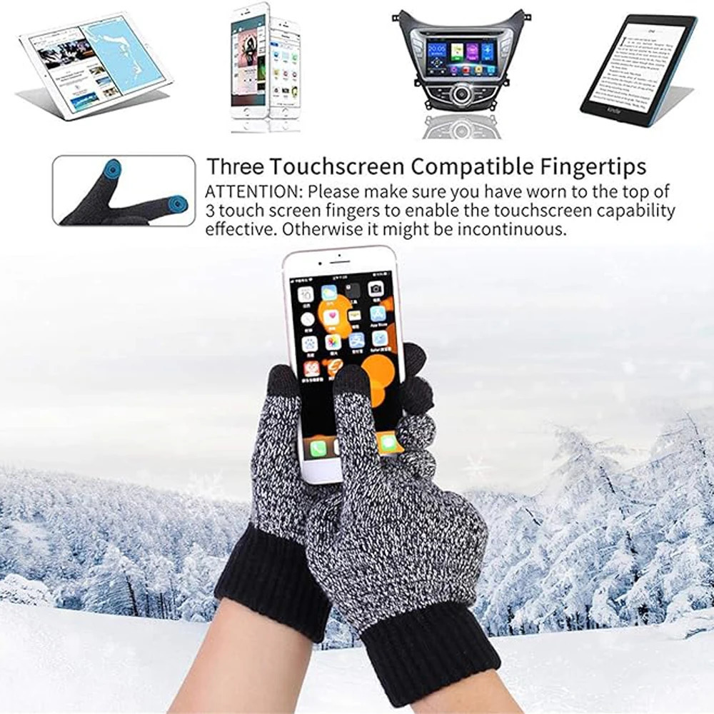 Warm Knitted Mens Scaves and Beanie Hat Gloves Set with Touchscreen Gloves Winter Thick Fleece Lined Neck Gaiter Cap Gloves 241213