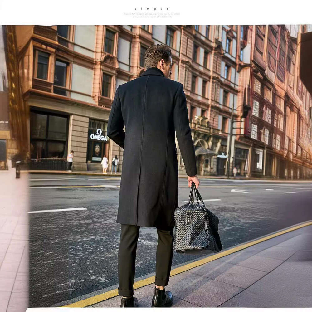 Men's British Men's Long Sleeved Woolen Coat For Autumn Winter, Trendy And Fashionable, With Classic Quality
