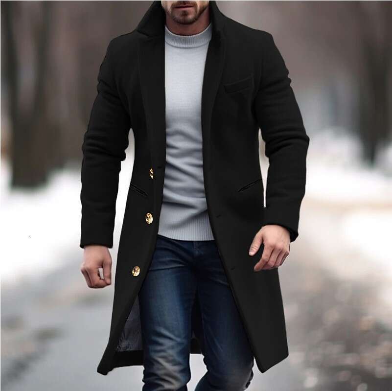 New Woolen Coat For Men, Mid To Long Length Windbreaker Jacket, Fashionable Quality, Classic