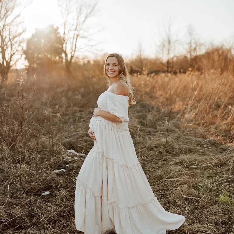 Bohemian Photo Shooting Cotton Pregnancy Dress Pregnant Women For Baby Shower Photo Shoot Dress Photography Props DressXJ241213