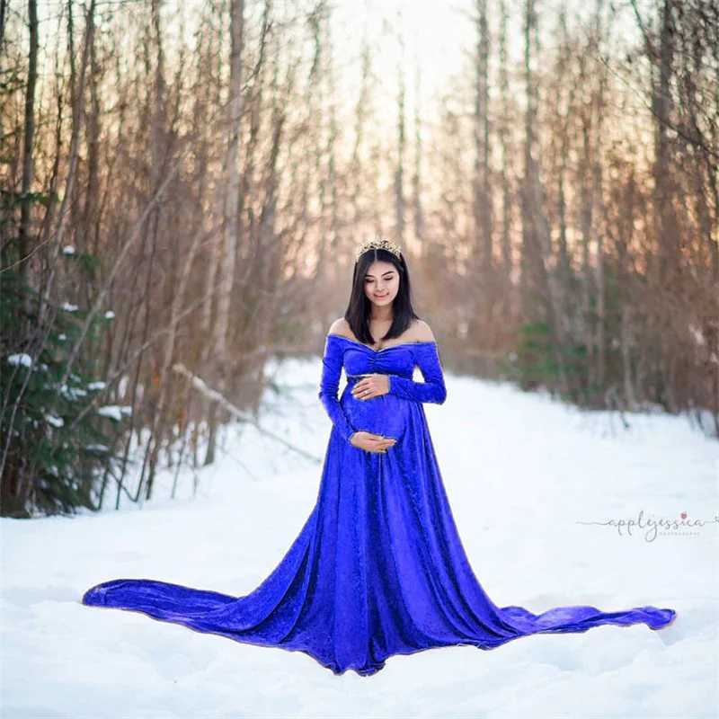 Pregnancy Tailor Gown Sexy Materni Dresses Photoshoot Long Sleeve Pregnant Women Dress Photography Props Loose ClothingXJ241213