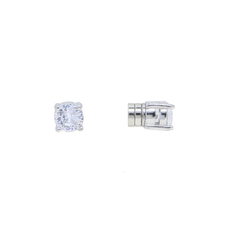Delicate 925 Sterling Silver Men Women Shining Magnet Ear 6mm Cubic Zircon Ear Clip Non Piercing Magnetic Stud Earrings Jewelry 241213