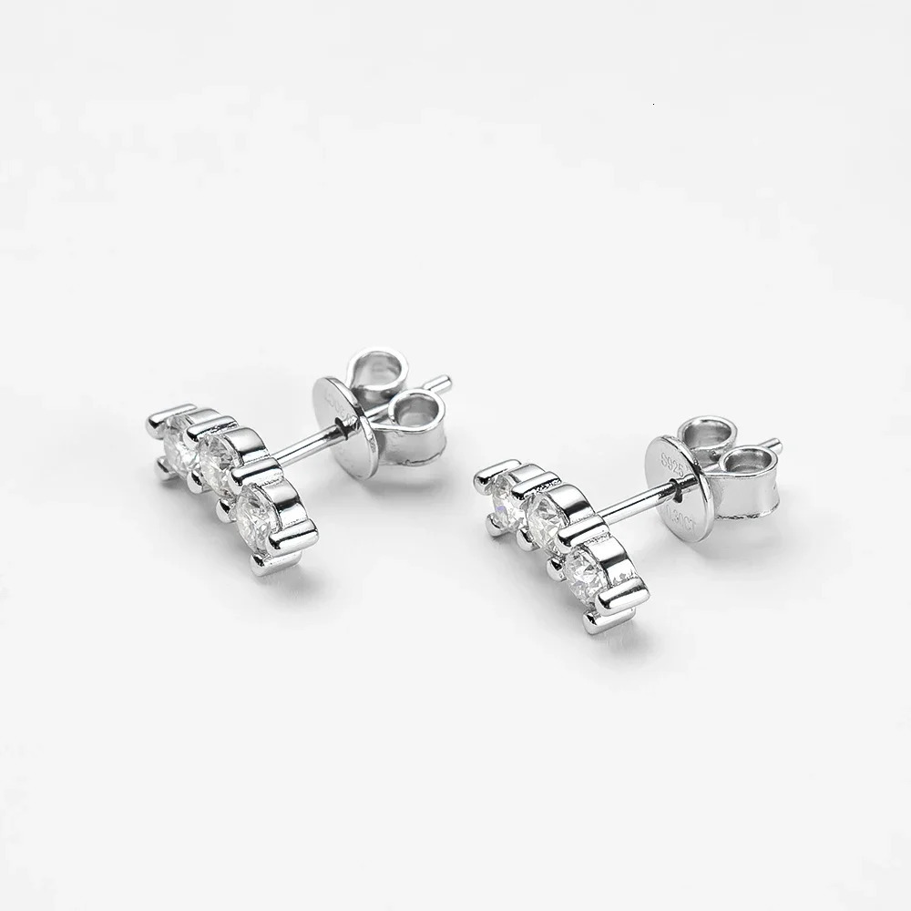 Halaile D Color 3MM Full S925 Sterling Silver Stud Earrings with GRA Classic Fine Jewelry Womens Dainty Trendy Gift 241214