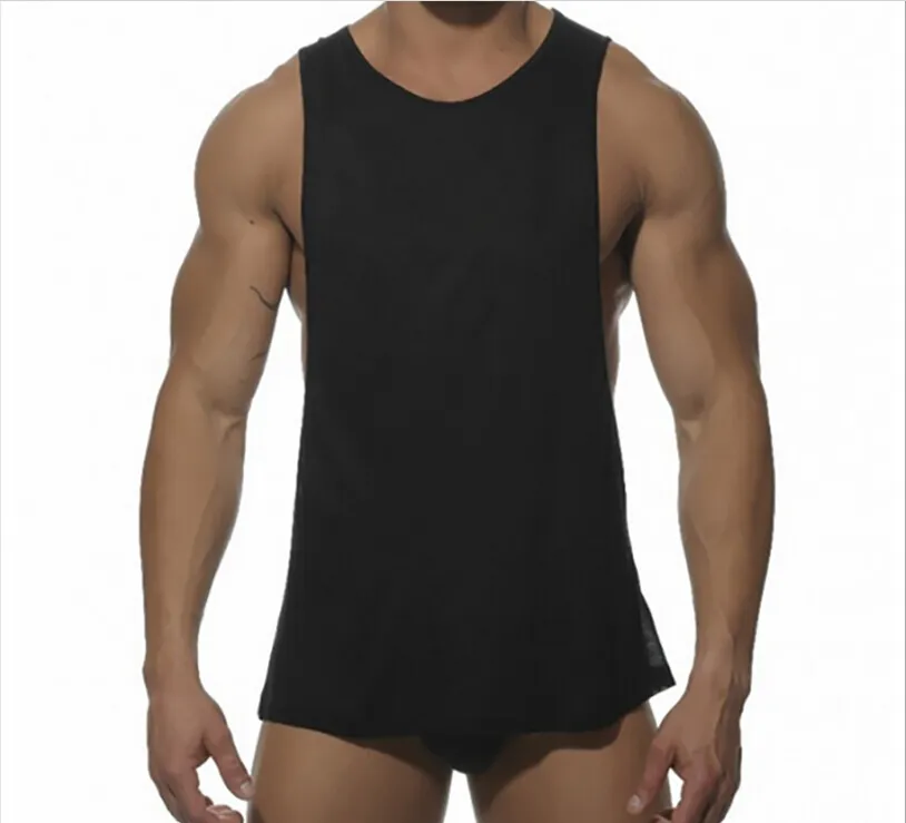 Strong Men Gym Sports Running Top Mens Tank Tops Summer Breathable Pure Color Cotton T-shirts