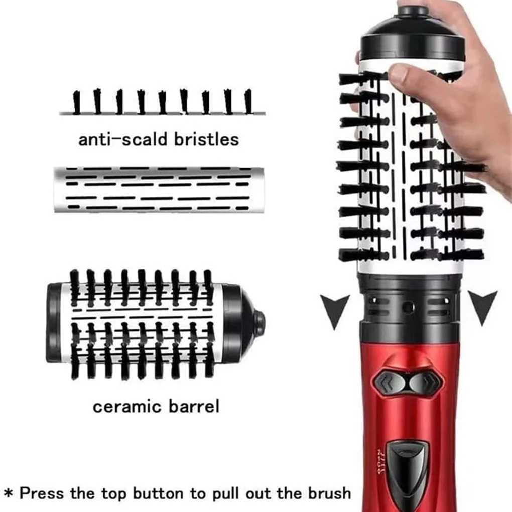 Rotating hair dryer with adjustable curling tool lightweight professional comb styling tool 3-speed settings W241214