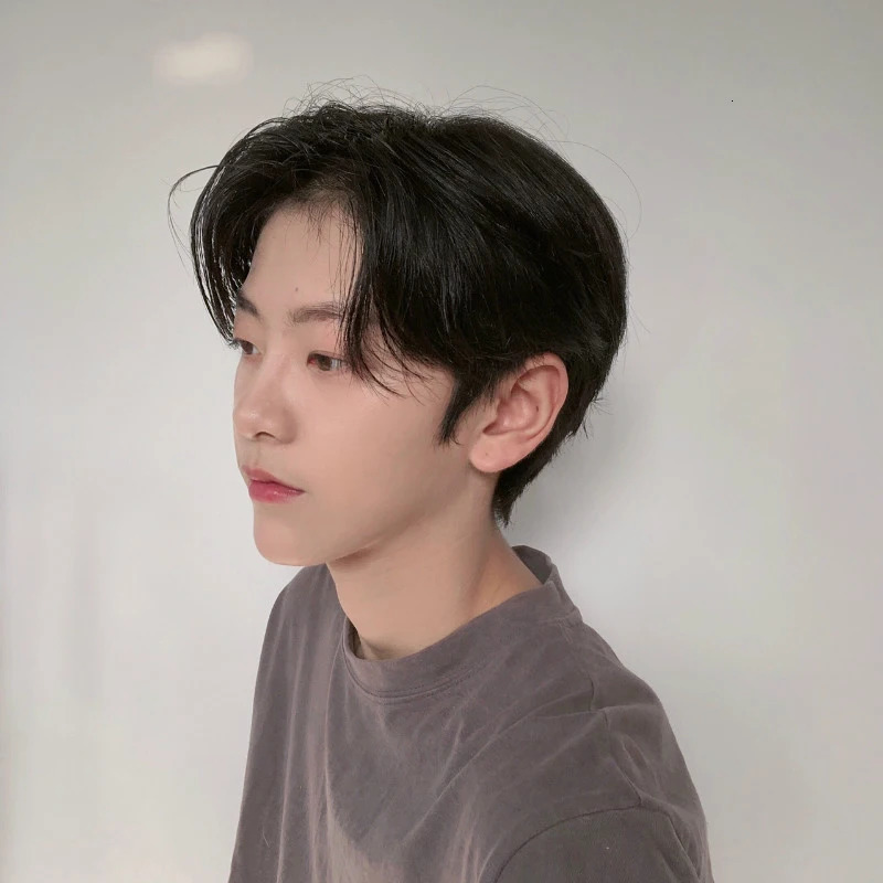 Mens Synthetic Fluffy Short Wig with Middle Parted Bangs Heat-resistant High Temperature Fiber Black DIY Styling Wig for Men 241213