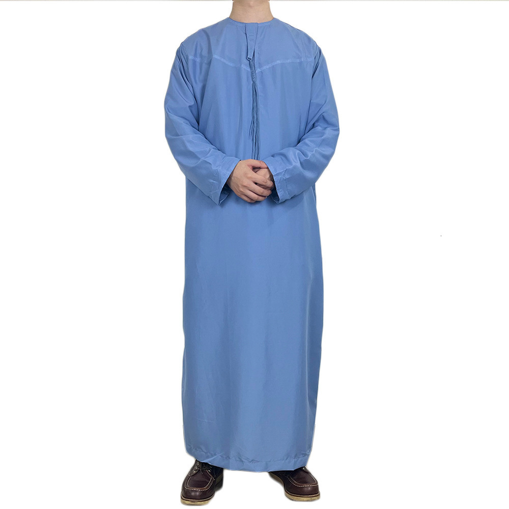 Ethnic Clothing 1Piece Mens Jubba Thobe Kaftan Long Pakistan Aman Abaya Muslim Saudi Arabia Djellaba Islam Clothing Prayer Robe Ramadan A04