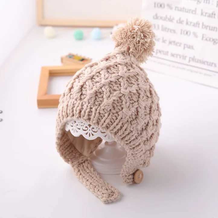 Baby hat Pompon winter childrens hat knitted cute hat girls hat casual solid color girls hat baby hat W241213