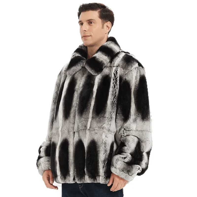 2024 Mens Genuine Rex Rabbit Fur Coat Mens Winter Genuine Fur Mens Winter Jacket W241213