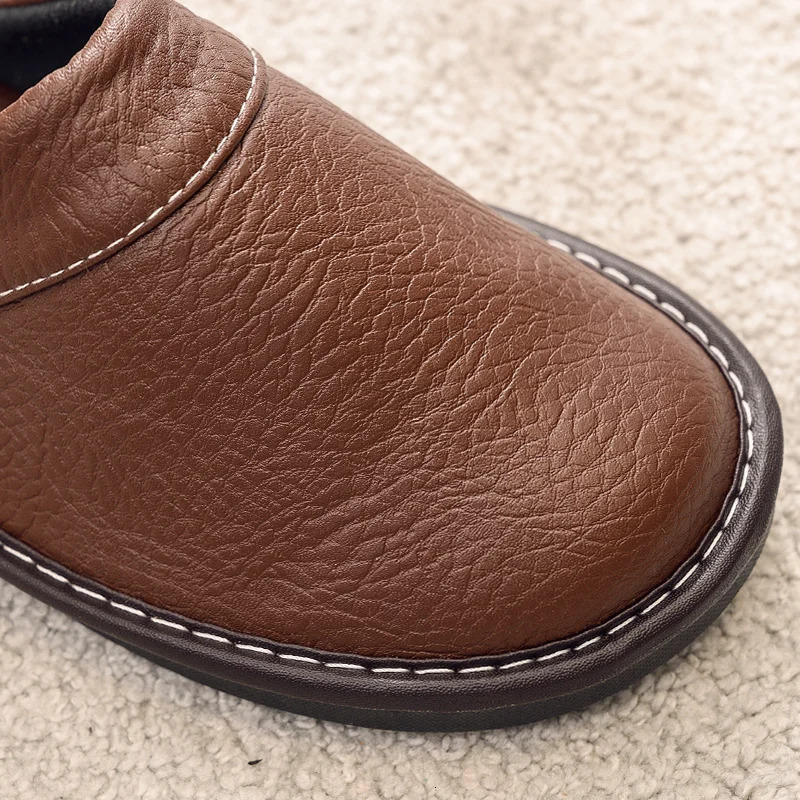 Plus Size 47 48 Mens Autumn Home Shoes Unisex Leather Slippers Comfort Indoor Men Flat 241214