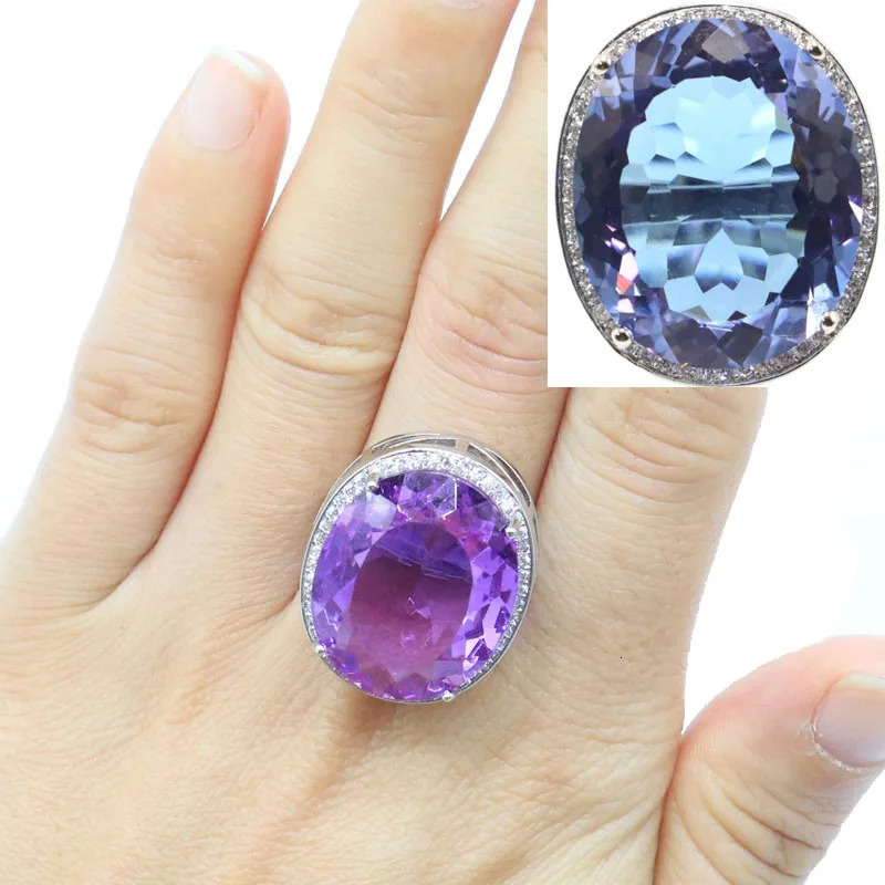 Buy 4 Get 1 Free 25x21mm Big Oval 22x18mm Color Changing Zultanite Alexandrite Topaz Dating Mystic Topaz Women Silver Rings 241214
