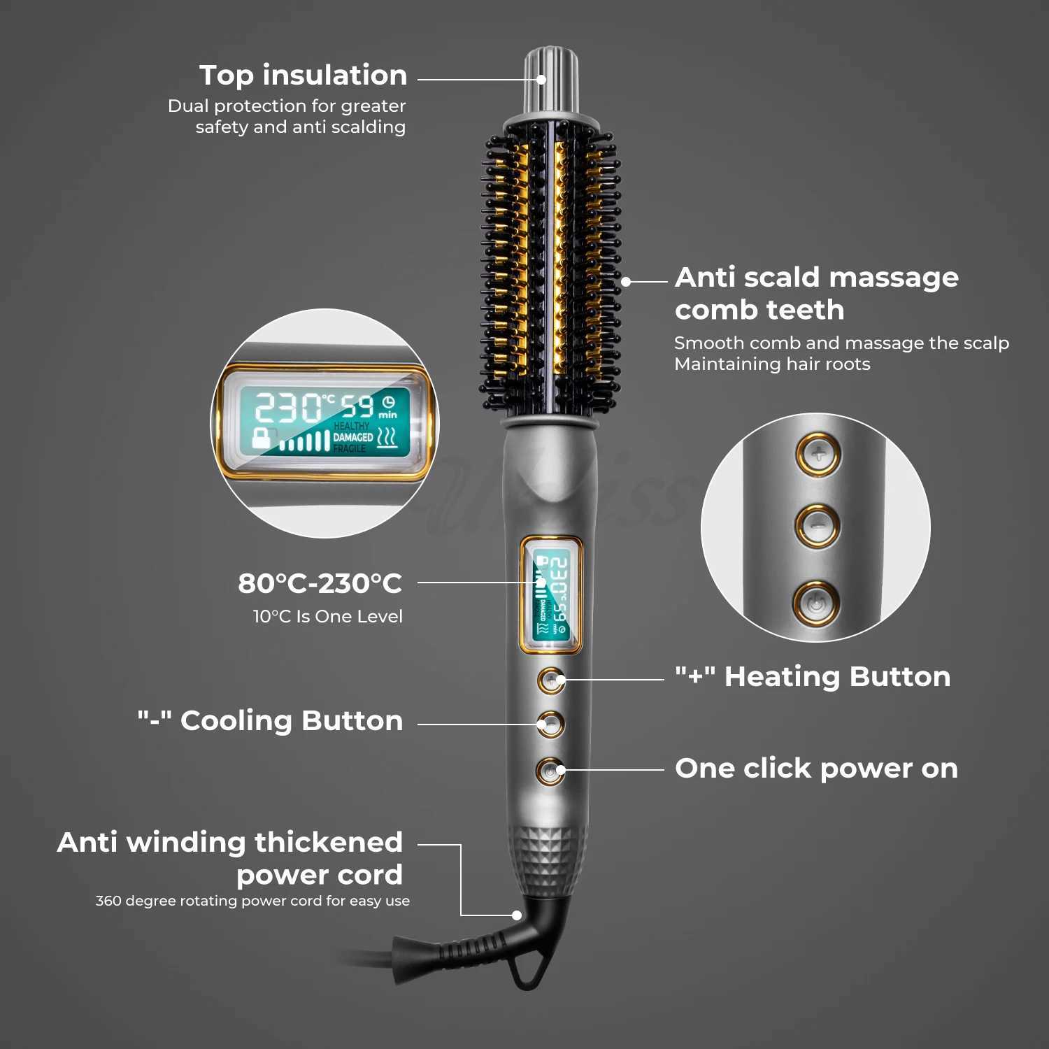 Professional straightener hot comb used for hair quickly heating hair flat iron wavy hair wavy hair styling comb W241214