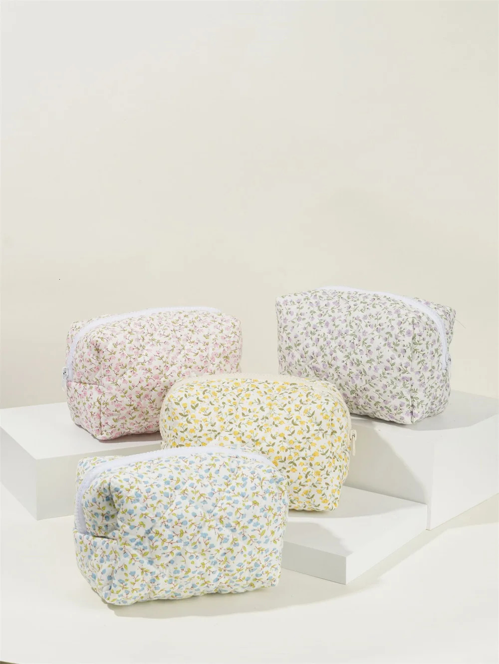 Flower makeup bag personalized name cotton fabric storage womens travel toilet bag customized embroidered womens birthday gift 241212