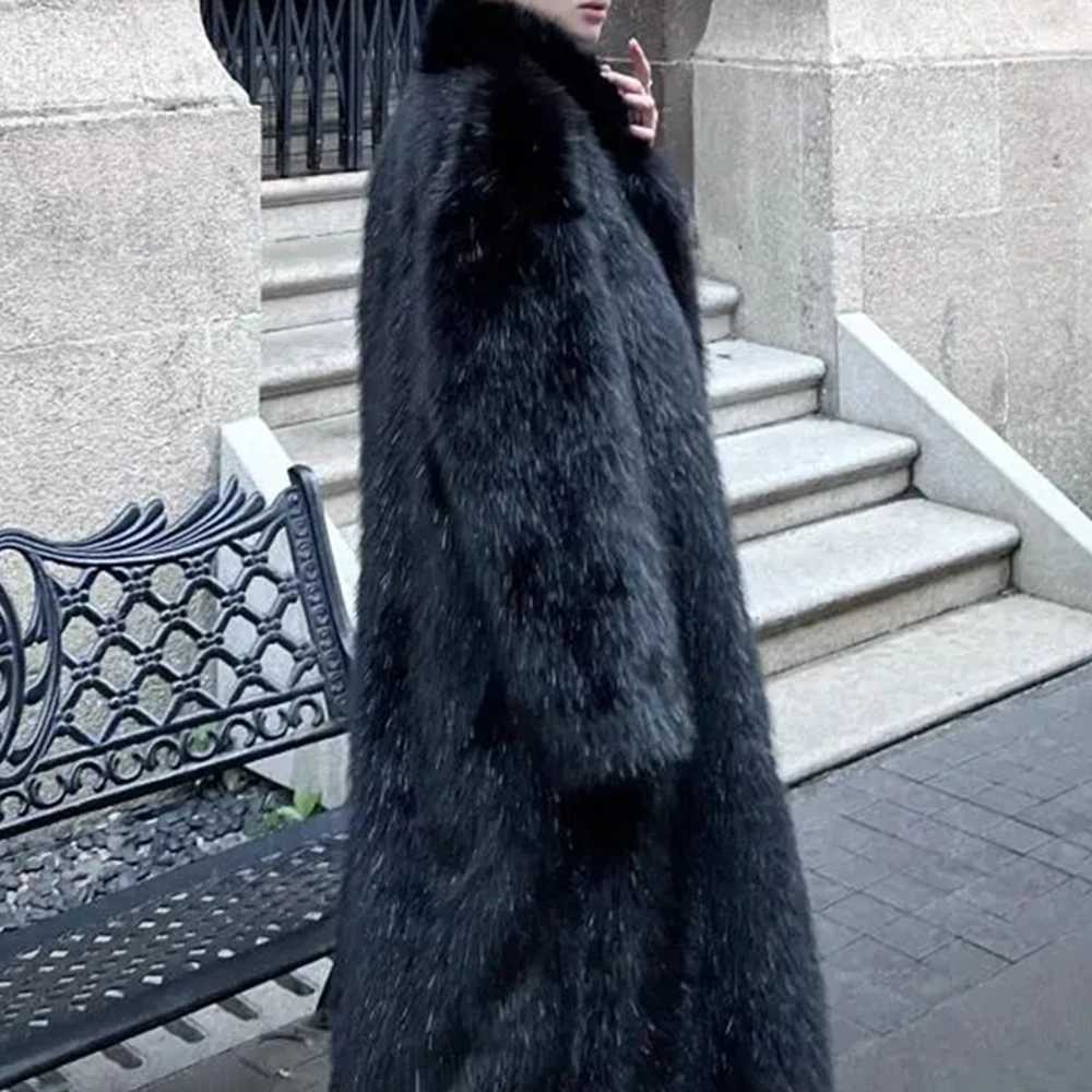 Mens artificial fur warm coat autumn and winter streetwear fashion trend young soft casual and comfortable medium length coat mens clothing W241213