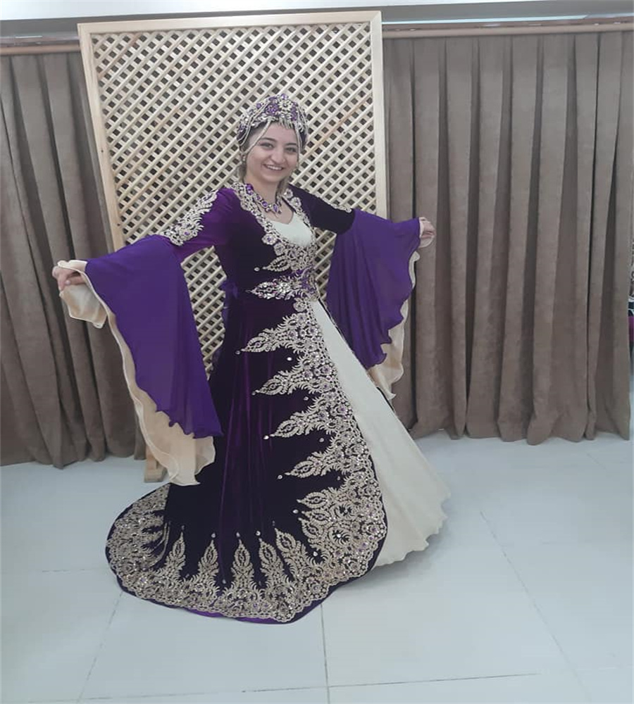Luxury Purple Evening Dresses Moroccan Abaya Dubai Prom Dress Appliques Lace Beaded Long Sleeve Formal Birthday Dress 2025 Vestidos De Fiesta Ceremony