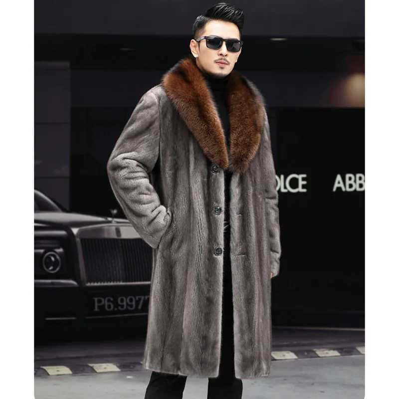 Autumn winter jacket mens long haired coat high-quality brand long sleeved faux fur coat thick windproof snow clothing luxury W241213