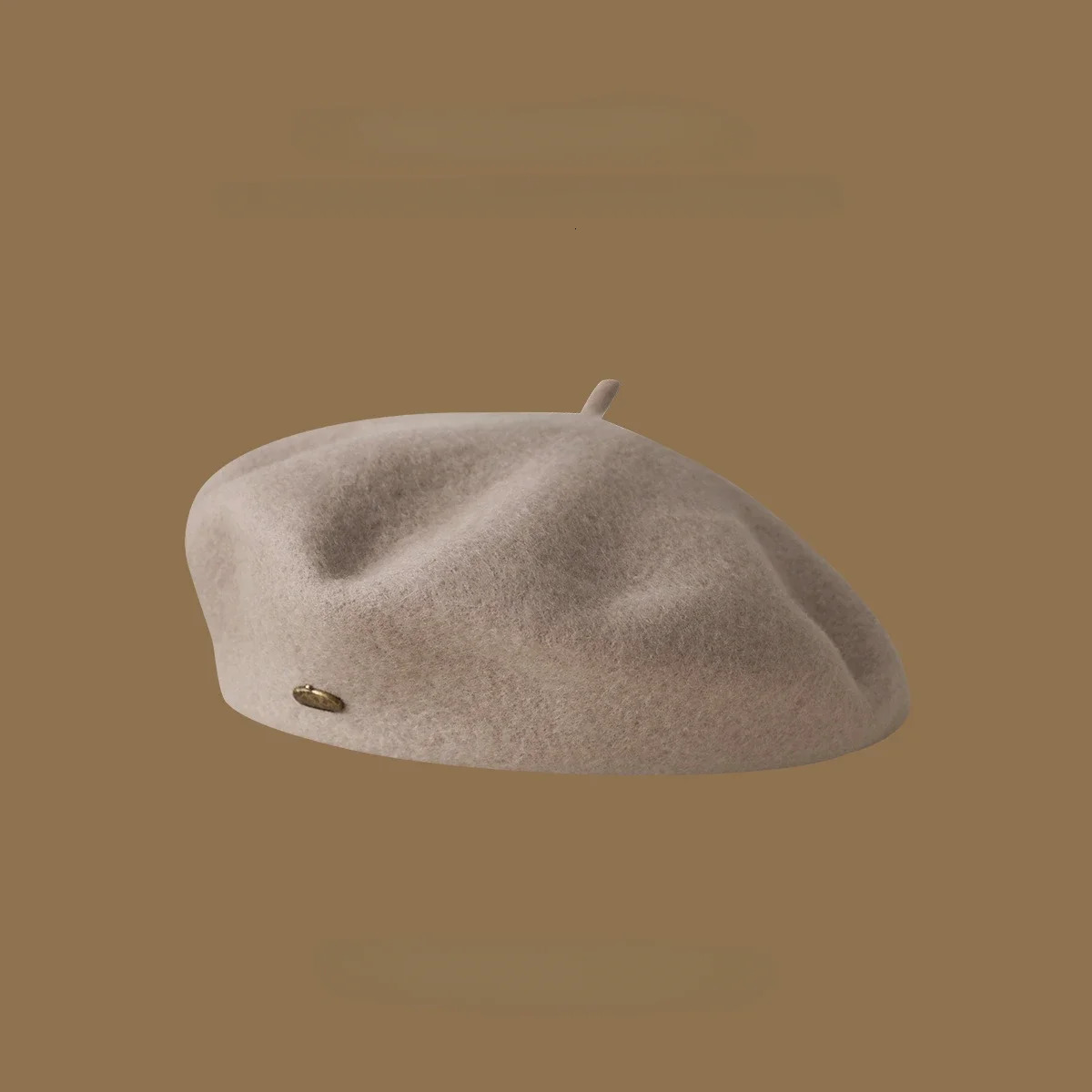 Womens Winter High Quality Wool Beret Metal Copper Buckle Solid Color Paint Hat Satin Embroidered Retro Beanie 241210