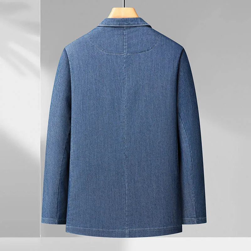 8XL7XL6XL plus size Spring and Summer Mens Thin Cotton Monochrome Suit Loose Denim Casual Jacket Coatoversized 241211