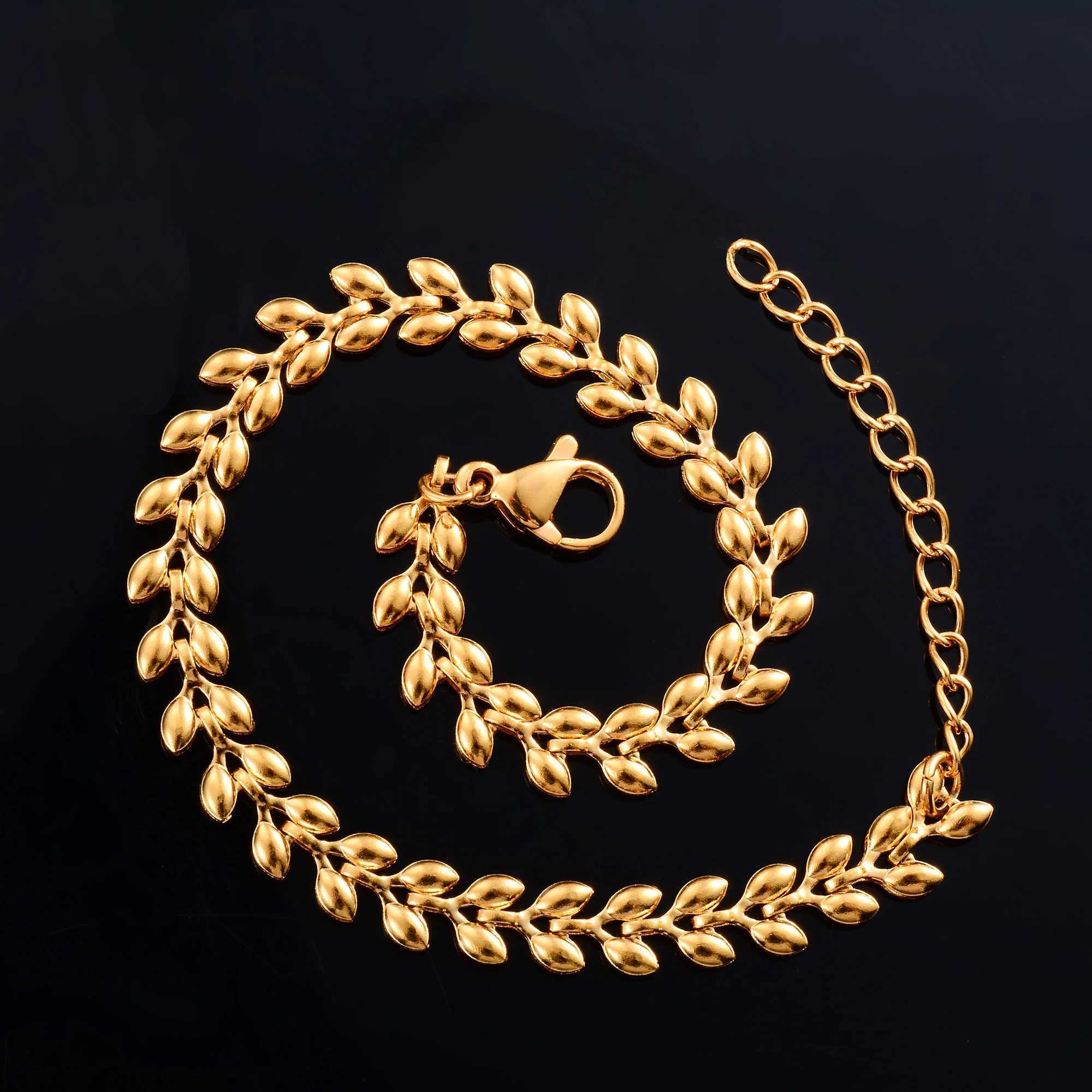 Bracelet Stainl Steel for Women Wheat Link Hand Chain with Extender Gold Color Plated Bangle Anklet Ladies Jewelry AccoryXJ241214