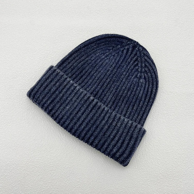 Retro mens wash knitted hat womens fashion simple warm skull bean retro solid autumn winter bean hat 241205